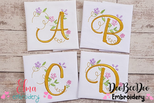 Delicate Floral Alphabet - Fill Stitch
