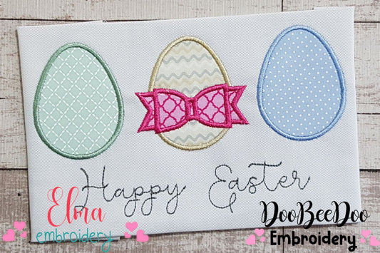 Three Eggs Happy Easter - Applique