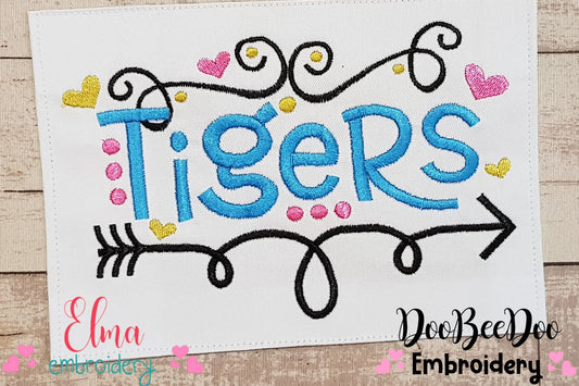 Tigers Fun Arrows and Hearts - Fill Stitch