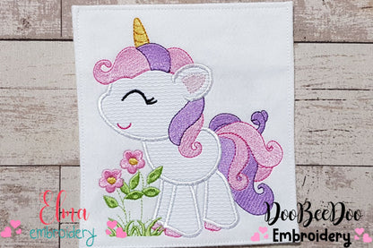 Unicorn and Flowers - Applique
