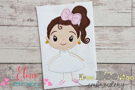 Ponytail Girl on Dress - Applique