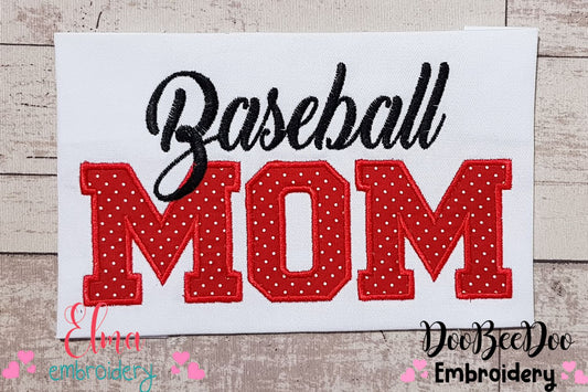 Basic Baseball Mom - Applique - Machine Embroidery Design