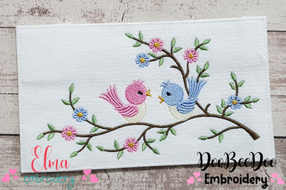 Birds on a Branch - Fill Stitch Embroidery