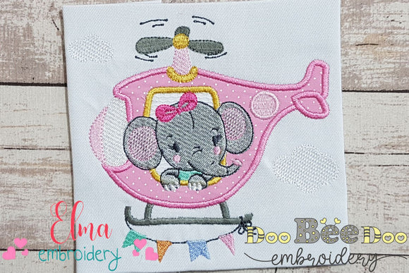 Elephant Girl in a Helicopter - Applique