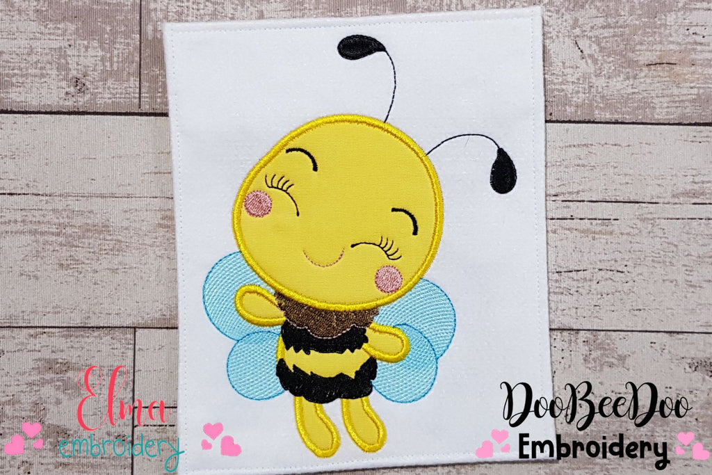 Cute Little Bee - Applique - Machine Embroidery Design