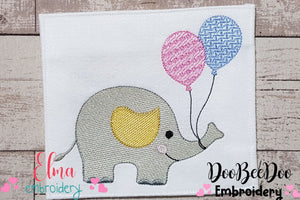 Elephant with Balloons - Fill Stitch