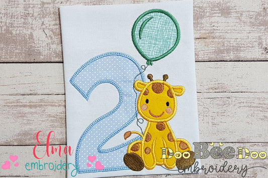 Second Birthday Giraffe 2nd Birthday - Applique