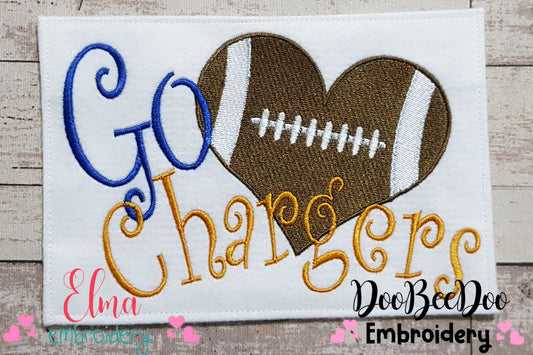 Football Go Chargers - Fill Stitch