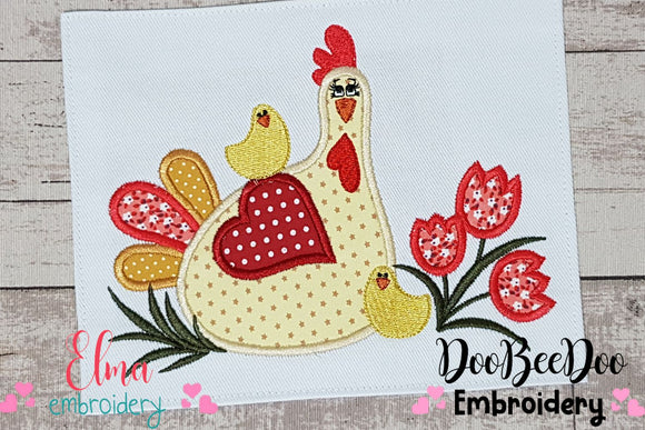 Chicken and Chicks - Applique - 5 sizes