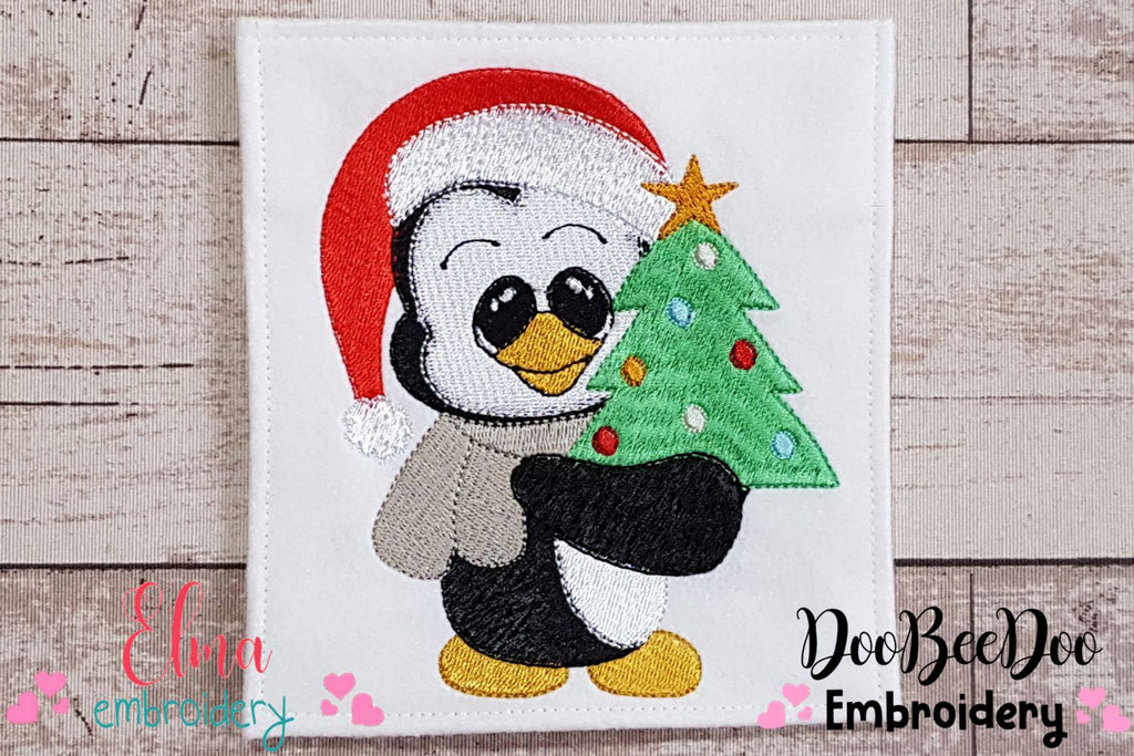 Christmas Tree Penguin - Fill Stitch