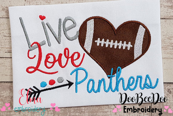 Football Live Love Panthers - Applique