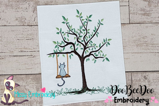 Tree and Cat - Fill Stitch