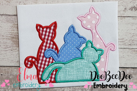 Four Colorful Cats - Applique Embroidery