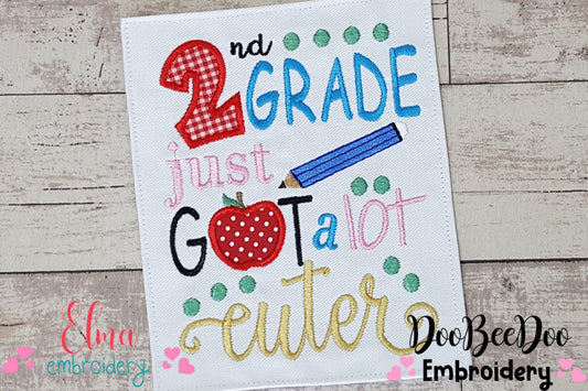 2nd Grade Just Got a Lot Cuter - Applique-Machine Embroidery Design