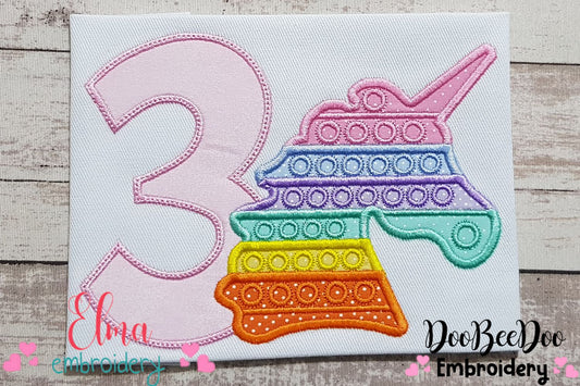Unicorn Pop It Birthday Number Three 3rd Birthday - Applique