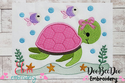 Sea Turtle Girl - Applique