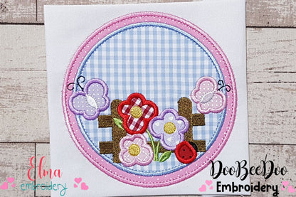 Garden Flowers Frame - Applique
