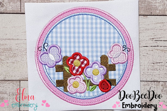 Garden Flowers Frame - Applique