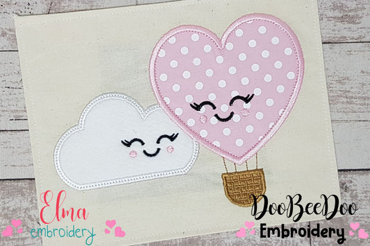 Hot Air Balloon and Cloud - Applique - Machine Embroidery Design