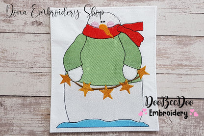 Snowman Holding Stars - Fill Stitch