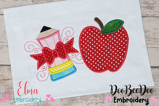 Apple and Pencil - Applique