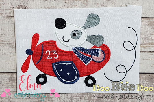 Airplane Pilot Puppy - Applique Embroidery
