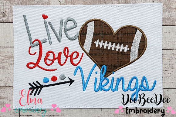 Football Live Love Vikings - Applique