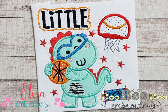 Little Dinosaur and Basketball - Applique - Machine Embroidery Design