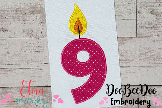 Birthday Candles Number Nine - Applique
