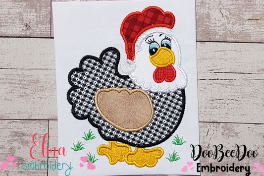 Christmas Chicken - Applique - Machine Embroidery Design
