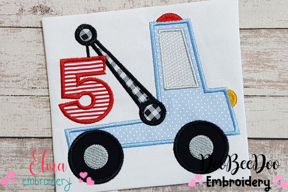 Tow Truck Birthday Number 5 Five 5th Birthday - Applique