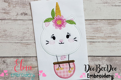 Unicorn Kitty Hot Air Balloon - Applique