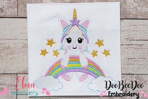 Unicorn on the Rainbow - Fill Stitch - Machine Embroidery Design