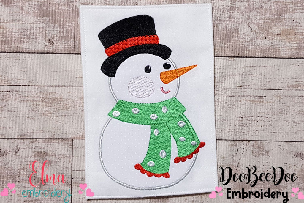 Snowman Christmas - Applique - Machine Embroidery Design