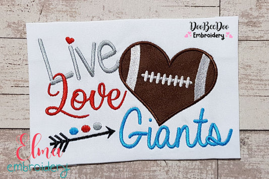 Football Live Love Giants - Applique