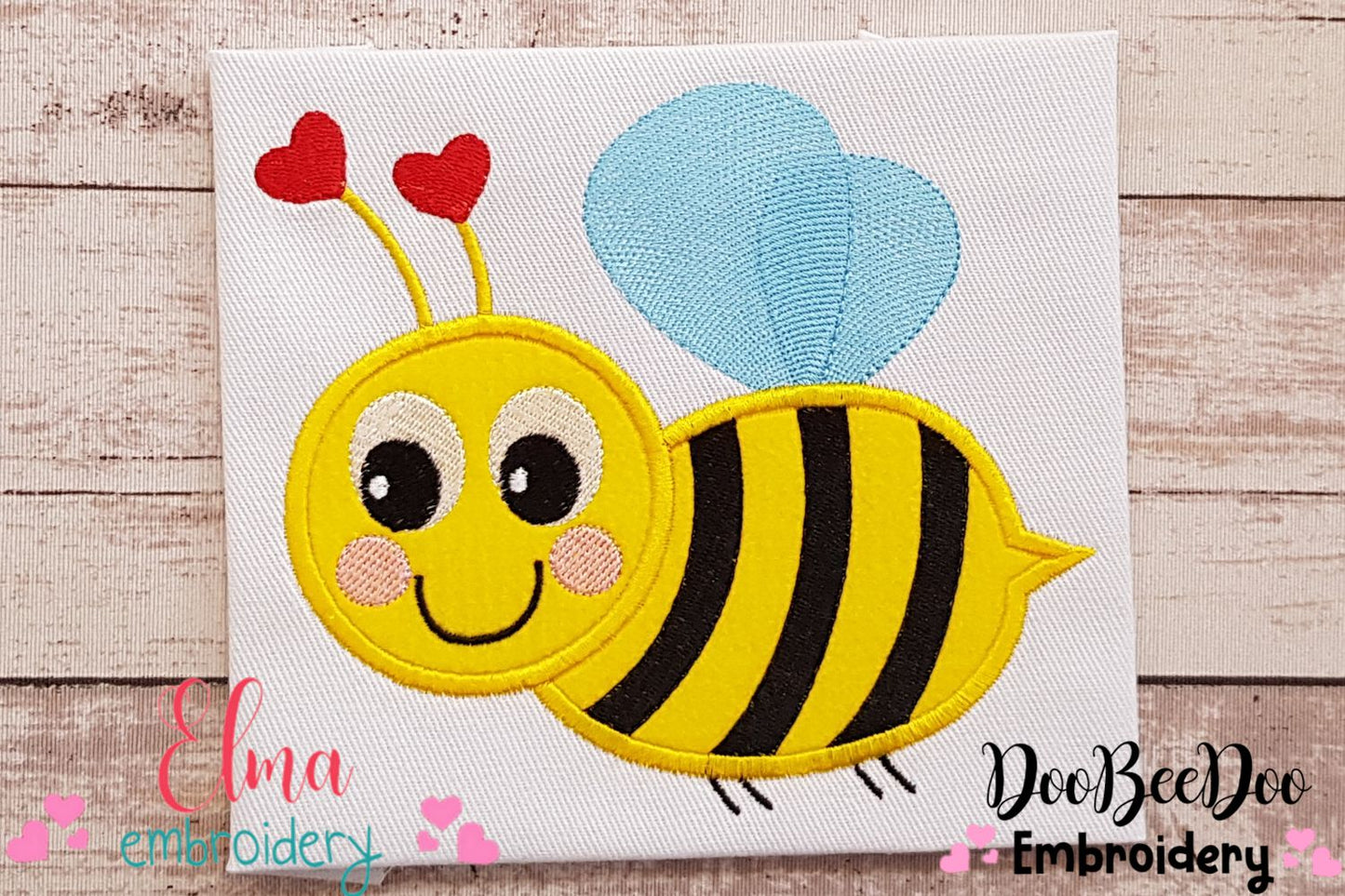 Cute Valentines Bumble Bee - Applique - Machine Embroidery Design