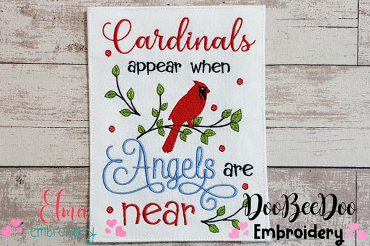 Cardinals Appear when Angels are Near - Fill Stitch Embroidery