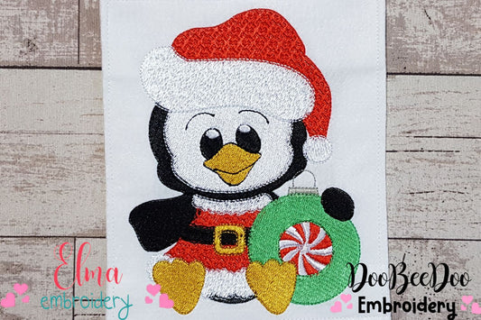 Christmas Penguin - Fill Stitch Embroidery
