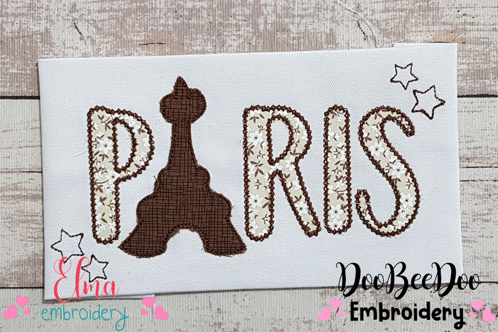 Paris Eiffel Tower - Raggy Applique - 5x7 5x8 6x10 7x12