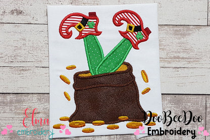 Elf Legs Peeking Out of Coin Bag - Applique