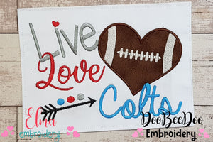 Football Live Love Colts - Applique