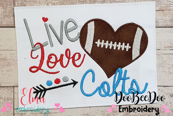 Football Live Love Colts - Applique