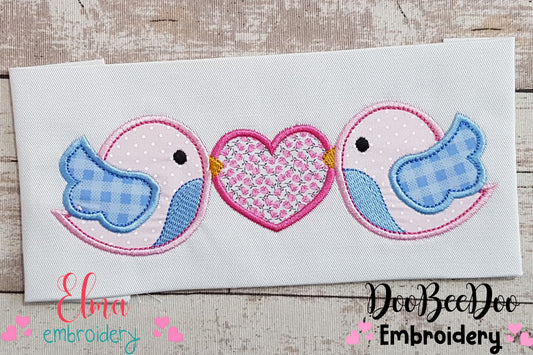Love Birds with Heart - Applique - Machine Embroidery Design