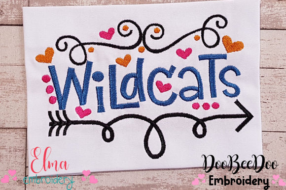Wildcats Fun Arrows and Hearts - Fill Stitch