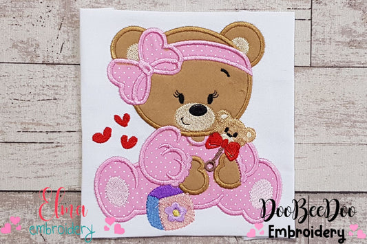 Cute Little Bear Girl - Applique