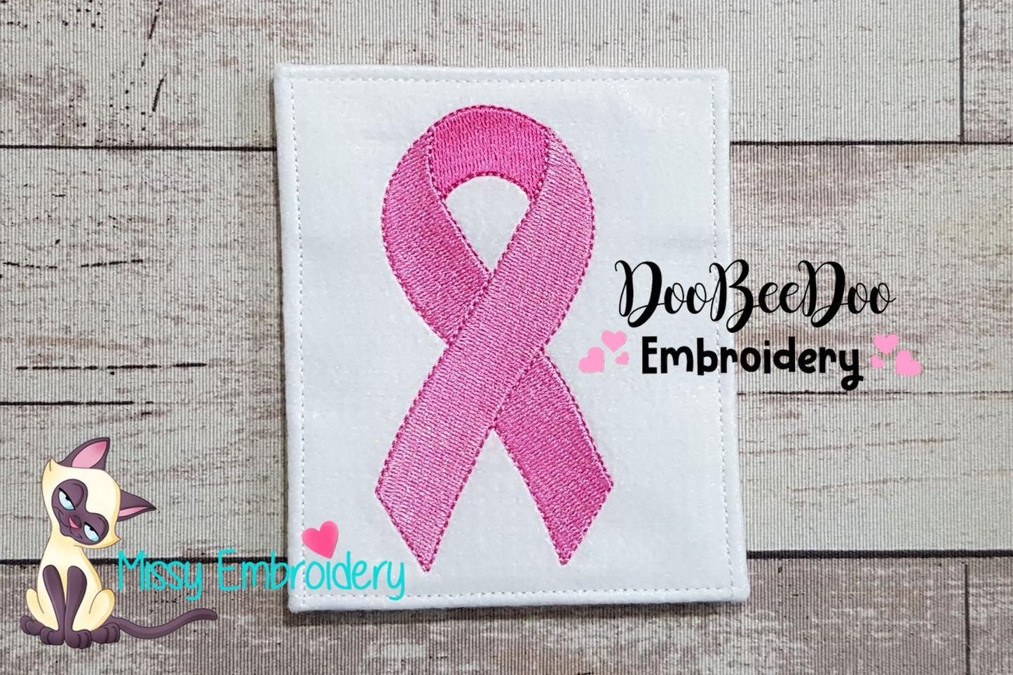 Pink October Ribbon - Fill Stitch - Machine Embroidery Design