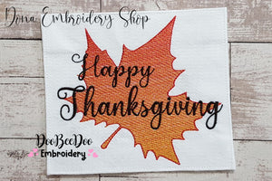 Happy Thanksgiving Fall Leave - Fill Stitch