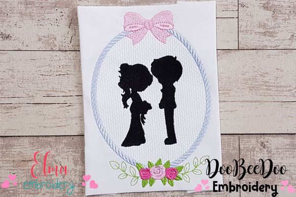 Bride and Groom Wedding Frame - Applique - Machine Embroidery Design