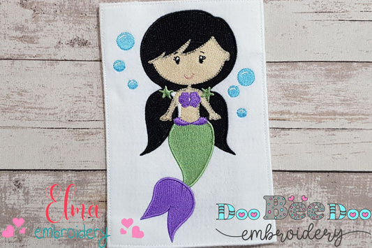 Mermaid Black Hair - Fill Stitch