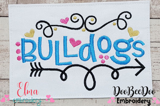 Bulldogs Fun Arrows and Hearts - Fill Stitch